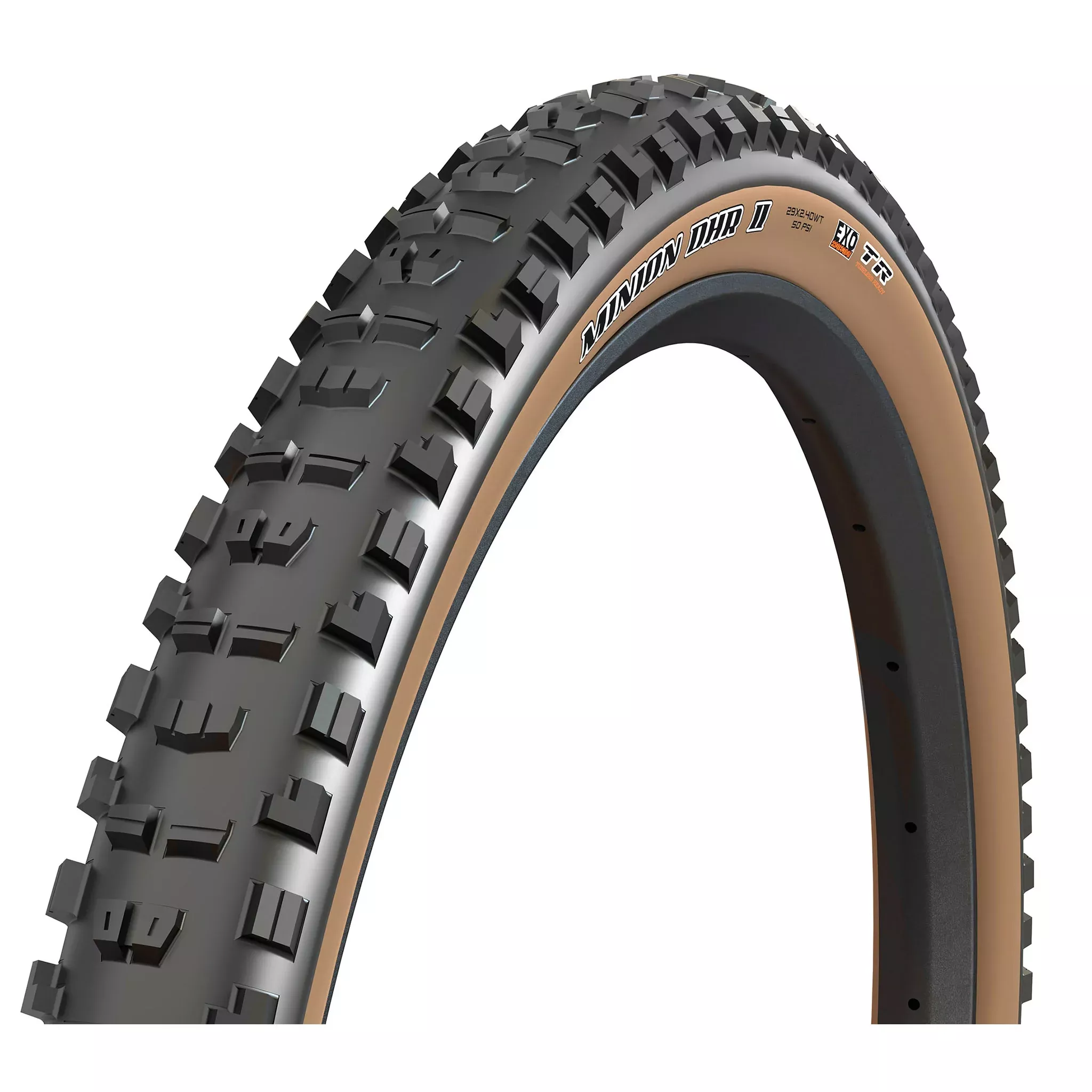 Maxxis Minion DHR II Tire - 29 x 2.4 Tubeless Folding BLK/Dark Tan Dua